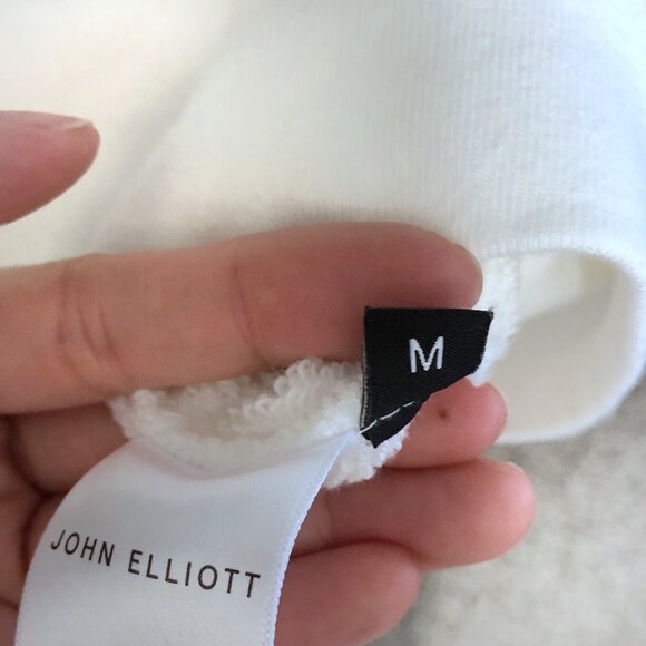 John Elliot Solid White Long Sleeve Zipped Cropped Hoodie 2 - Picture 6 of 8